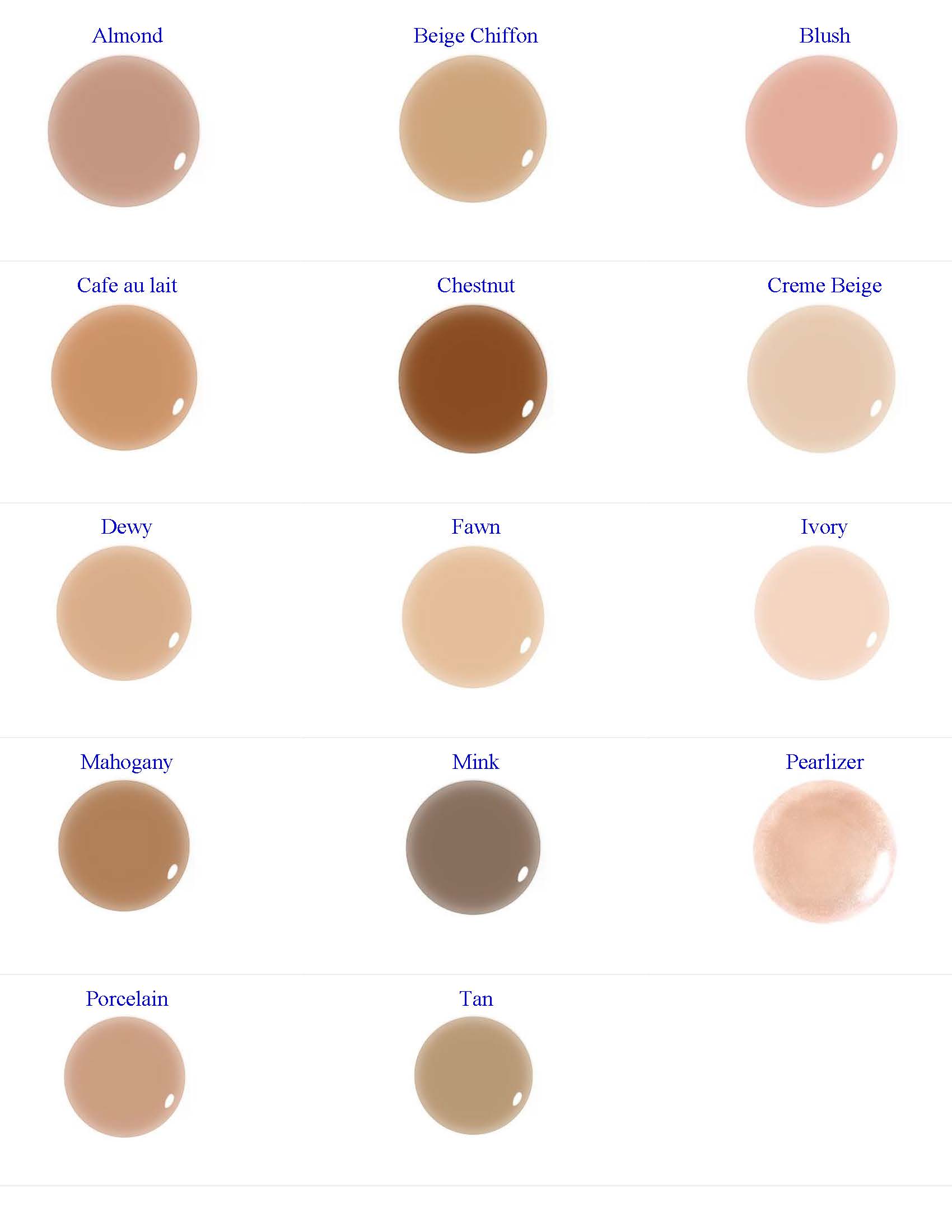Makesense Foundation Color Chart